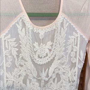 BEAUTIFUL BLUSH TONE TOP WITH LINED IVORY LACE